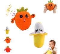 LLELEMAMO Peluche Musicale Interactive, Poupée Tactile en Forme de Fruit avec 15 Modes Sonores, Jouet d'Éveil Sensoriel et d'apprentissage Précoce pour Bébé et Jeux en Famille (2pcs-b)