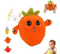 LLELEMAMO Peluche Musicale Interactive, Poupée Tactile en Forme de Fruit avec 15 Modes Sonores, Jouet d'Éveil Sensoriel et d'apprentissage Précoce pour Bébé et Jeux en Famille (Carrots)