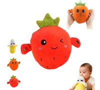 LLELEMAMO Peluche Musicale Interactive, Poupée Tactile en Forme de Fruit avec 15 Modes Sonores, Jouet d'Éveil Sensoriel et d'apprentissage Précoce pour Bébé et Jeux en Famille (Strawberries)