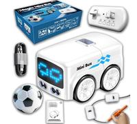 LLELEMAMO Rc Mini Bus, Rc Mini Cars Gesture Control Follow-Me Cartoon Cars, Auto LED Expression Lights & 4 Play Modes, Bus Magic - Gestures Follow Vehicle Toy with Follow & Escape Modes (B1)