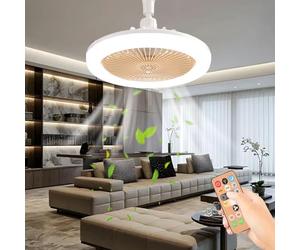 LLELEMAMO Remote Control Aromatherapy Ceiling Fan with Light, Small Ceiling Fan with Light, Timing, 3 Color Dimmable LED, 3 Speeds for Kitchen Bedroom Basement Dining Living Room (Beige)