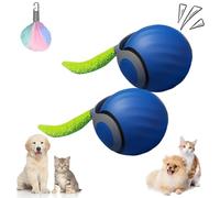 LLELEMAMO Tail 2.0 Cat Toy, Tail Cat Toy, Interactive Cat Toy for Indoor Cats, USB Rechargeable Smart Automatic Moving Cat Dog Toy Ball, Two Speed Adjustment, with Replacement Tail (Blue*2)
