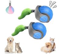LLELEMAMO Tail 2.0 Cat Toy, Tail Cat Toy, Interactive Cat Toy for Indoor Cats, USB Rechargeable Smart Automatic Moving Cat Dog Toy Ball, Two Speed Adjustment, with Replacement Tail (Sky Blue*2)