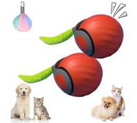 LLELEMAMO Tail 2.0, Tail Cat Toy, Interactive Cat Toy for Indoor Cats, USB Rechargeable Smart Automatic Moving Cat Dog Toy Ball, Two Speed Adjustment, with Replacement Tail (Red*2)
