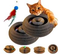 LLELEMAMO Twisty Paws Cat Toy, Accordion Magic Organ Cat Scratcher Toys for Indoor Cats, Cardboard Cat Scratching Board with Bell Ball, The Ultimate Interactive Toys Mental Physical Exercise (2PCS)