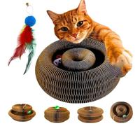 LLELEMAMO Twisty Paws Cat Toy, Accordion Magic Organ Cat Scratcher Toys for Indoor Cats, Cardboard Cat Scratching Board with Bell Ball, The Ultimate Interactive Toys Mental Physical Exercise (1PC)