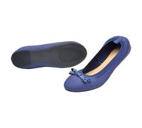 llerines Femme Léger Portable Confortable Résistant à l'usure Élégant inimaliste pour Bureau Vacances Chaussures Femmes Bow Soft Bottom Round Head Bending Shoes (Blue, 36)