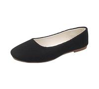 llerines Femme ousse Mémoire Confortables Orthopédique Antidérapant ode pour Marche Extérieur Femmes Bout carré Chaussures Plates sans Lacet décontractées (Black, 41)