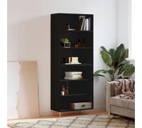 LLEZKBR Accueil-Armoires et rangement, buffets et buffets, buffet haut, noir, 69,5 x 32,5 x 180 cm, bois d'ingénierie