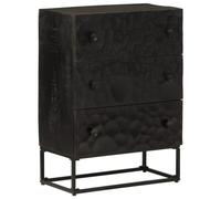 LLEZKBR Armoires et casiers de rangement - Commode en bois massif de manguier et fer - Noir - 55 x 30 x 76 cm