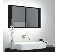 LLEZKBR Armoires et meubles de rangement - Armoire de salle de bain avec miroir LED en acrylique - Noir - 80 x 12 x 45 cm