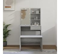 LLEZKBR Armoires et rangement, meuble-lavabo, coiffeuse pour chambre à coucher, coiffeuse avec LED grise, bois d'ingénierie Sonoma