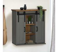 LLEZKBR Armoires et rangements-Armoires de cuisine-Armoire suspendue HALDEN 2 portes coulissantes en pin Gris 75 x 22,5 x 70 cm