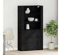 LLEZKBR Armoires et rangements-Buffets & Buffets-Highboard Chêne noir 80 x 33 x 150 cm Bois d'ingénierie