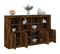 LLEZKBR Armoires et rangements - Buffets et buffets avec lumières LED - 3 pièces - Bois d'ingénierie en chêne fumé