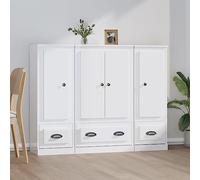 LLEZKBR Armoires et rangements - Buffets et buffets - Hauts boards - 3 pièces - En bois blanc brillant