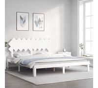 LLEZKBR Beds & Accessories Cadre de lit en pin massif sans matelas Blanc Super King Size