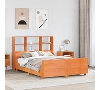 LLEZKBR Beds & Accessories - Lits et cadres de lit - Bibliothèque - Lit sans matelas - Marron ciré - 140 x 190 cm - Bois massif