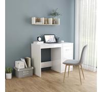 LLEZKBR Bureau de bureau en bois laqué Blanc 100 x 50 x 76 cm