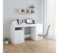 LLEZKBR Bureaux de bureau en bois laqué blanc brillant 140 x 50 x 76 cm