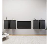 LLEZKBR Centres de divertissement et meubles TV - Meuble TV 4 pièces - Gris - 30,5 x 30 x 60 cm - Bois d'ingénierie