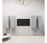 LLEZKBR Centres de divertissement et meubles TV - Meuble TV 4 pièces - Gris béton - 30,5 x 30 x 90 cm - Bois d'ingénierie