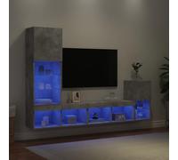 LLEZKBR Centres de divertissement et supports TV - 4 unités murales TV avec LED béton gris