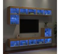 LLEZKBR Centres de divertissement et supports TV - 8 unités murales TV avec LED en chêne sonoma