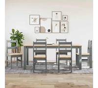 LLEZKBR Ensemble de meubles de cuisine et de salle à manger 7 pièces Panama en bois massif de pin gris