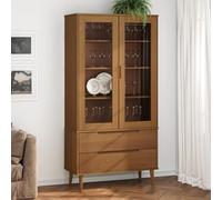 LLEZKBR Étagère-bibliothèques et étagères sur pied - Meuble en vitrine - Marron - 90 x 35 x 175 cm - Bois de pin massif