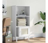 LLEZKBR Étagères, bibliothèques et étagères sur pied - Bibliothèque SENJA aspect rotin - Blanc - 60 x 35 x 130 cm - Bois de pin massif