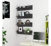 LLEZKBR Furniture Select-Étagère murale en bois 4 pièces Gris brillant 80 x 11,5 x 18 cm