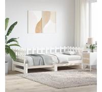 LLEZKBR Lits et accessoires - Lits et cadres de lit - Lit gigogne sans matelas - Blanc - 2 x (90 x 190 cm) - Bois massif