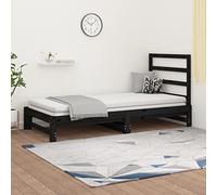 LLEZKBR Lits et accessoires - Lits et cadres de lit - Lit gigogne sans matelas - Noir - 2 x (90 x 200) cm