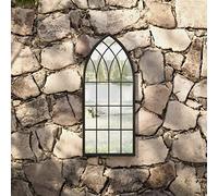 LLEZKBR Maison et jardin, décoration, miroirs, miroir de jardin noir, 70 x 30 cm, fer pour une utilisation en extérieur