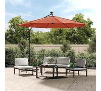 LLEZKBR Parasol de jardin déporté avec lumières LED et poteau en acier couleur terre cuite
