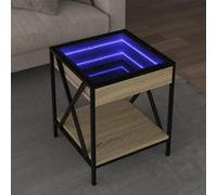 LLEZKBR Tables d'appoint Table basse avec LED Infinity Chêne Sonoma 40 x 40 x 49 cm