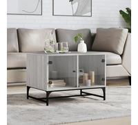 LLEZKBR Tables d'appoint Table basse avec portes en verre Gris Sonoma 68,5 x 50 x 50 cm