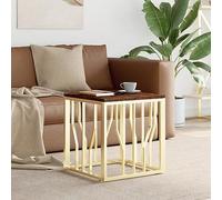 LLEZKBR Tables d'appoint - Tables basses - Table basse en acier inoxydable doré et bois massif recyclé