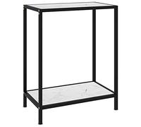 LLEZKBR Tables d'appoint, tables d'appoint, table console blanche 60 x 35 x 75 cm en verre trempé
