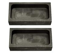 LLF Lot de 2 moules à lingot en graphite doré et argenté pour fondre, moulage, affinage, 1 kg (100 x 50 x 25 mm)