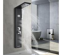 llffssdg Colonne de douche noire 8014 en acier inoxydable multifonction hydromassage robinet inclus douche à main et buse de baignoire Montage mural
