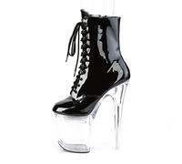 LLGHT Bottes Femmes Mode Bottes Stiletto Bottes Basses Bottes Courtes 20cm Talons Hauts Pole Dance Chaussures Convient pour Performance Fête De Mariage(C,37 EU)