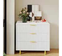 LLGWGL Commode blanche - Buffet - Structure verticale en relief - Poignées dorées - Pieds avec 3/6/9 tiroirs - Largeur : 80/120/200 cm - Hauteur : 72 cm - Pour salon, chambre à coucher, couloir - 1
