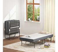 LLGWGL Lit de camp pliable avec matelas - XXL - Lit d'appoint pliable - Jusqu'à 200 kg - 9,5 cm - Matelas en mousse à mémoire de forme de 9,5 cm avec cadre en métal - Roues pour appartement, bureau