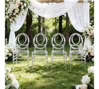 LLGWGL Lot de 4 chaises transparentes robustes en acrylique - Charge maximale : 100 kg - Empilables - Facile à monter - Pour mariage, fête, salle à manger, cuisine, balcon