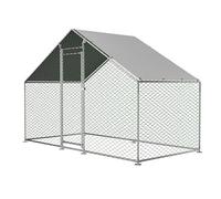 LLGWGL Poulailler mobile - Résistant à l'hiver - 6 m² - Métal étanche - XXL - Avec bec en polyéthylène - Serrure de sécurité pour jusqu'à 10 poules, lapins, petits animaux - 3 x 1,5 x 2 m - Argenté