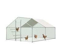 LLGWGL Poulailler mobile - Résistant à l'hiver - En métal imperméable - XXL avec enclos - Échelle - Serrure de sécurité pour jusqu'à 15 poules, canards, lapins - Gris (3 x 4 m)