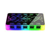 LLHCF Adaptateur 12 V/4 broches 5 V/3 broches Argb 2 en 1/ARGB 1 à 10 pour ventilateur de boîtier PC avec 10 ports et base