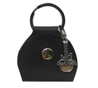 LLHCF Boîte de rangement confortable pour médiators de guitare, étui de protection résistant aux chocs, texture PU, sac de rangement multifonctionnel pour médiators de guitare, Noir , Silver pendant